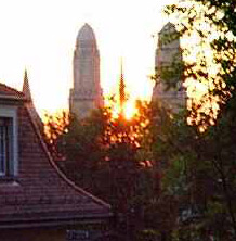 Z&uuml;rich Fraum&uuml;nster au coucher solstitial