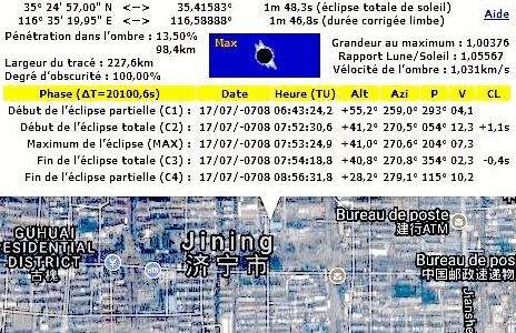 &eacute;clipse sur Jining
